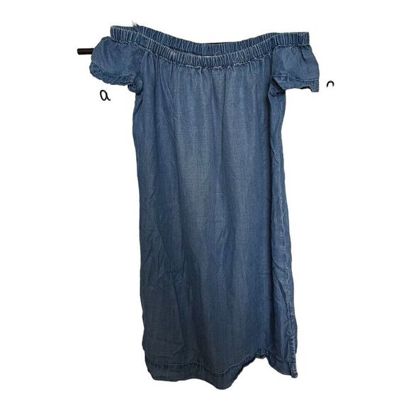 Cloth and Stone Womens Mini Dress Chambray 100% Tencil Off Shoulder Size XS Blue - Picture 2 of 7